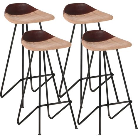 Barhocker 4 Stk. Braun Echtleder (1/5)