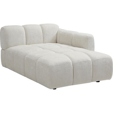 Méridienne droite en tissu texturé blanc cassé CARLIVI (1/4)