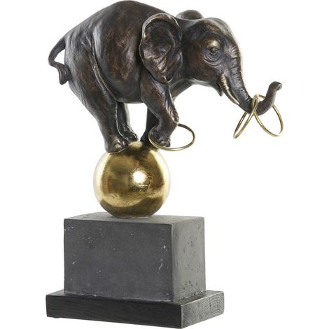 Sculpture éléphant décoratif noir et doré chic - Noir profond avec touches dorées (1/3)