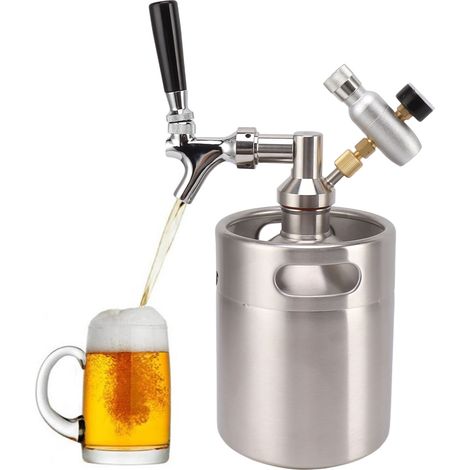Mini-Edelstahlfass (grün, 60 PSI), Kaffeefass, 2-Liter-Bierzapfanlage, Edelstahl-Bierhahn (1/5)