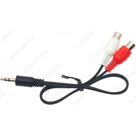 30cm car audio extension cable with 3.5mm to 2-pin RCA female connector, stereo audio cable. (1/4)