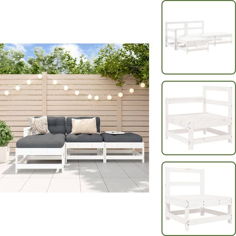 Mobili in legno - vidaXL Set Salotto da Giardino 4 pz Bianco in Legno Massello di Pino - Salotto esterno