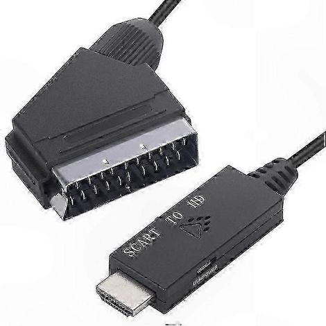 Convertisseur HDMI vers SCART avec adaptateurs vidéo et audio intégrés, compatible avec les téléviseurs HD et les lecteurs DVD. (1/5)
