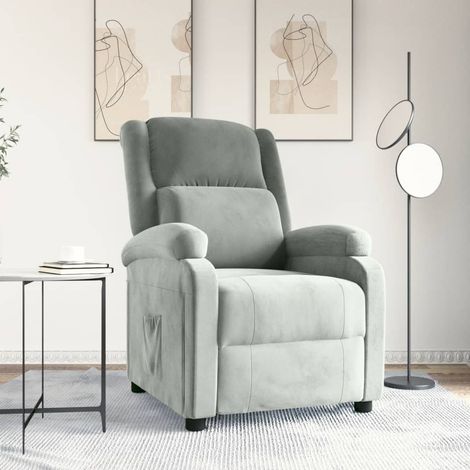 Relaxsessel Hellgrau Samt