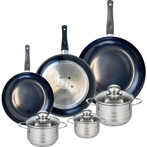 Ensemble de 3 Poêles de cuisson 24, 28 et 32 cm et 3 faitouts 12, 14 et 16 cm Elo Prima Brillant (1/5)