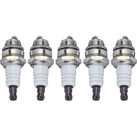 Lot de 5 bougies d'allumage pour moteurs 2 temps - l8rtf/bm6a/l7t - compatibles débroussailleuses, tronçonneuses et motoculteurs (1/3)