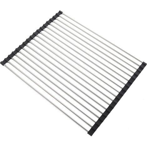 43 x 35 cm Egouttoir Vaisselle Pliable, Séchoir Vaisselle Énroulable, Egoutoire Evier Cuisine, Égouttoir Roulant, Enroulement, Roll Up Pliable, Egouttoir Grille Séchage, pour Cuisine (1/4)