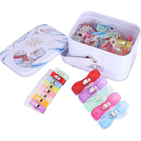 60 pinces à coudre en plastique, couleurs assorties, clips de couture pour ourlet, patchwork, trous, tricot et serrage de tissu (1/5)