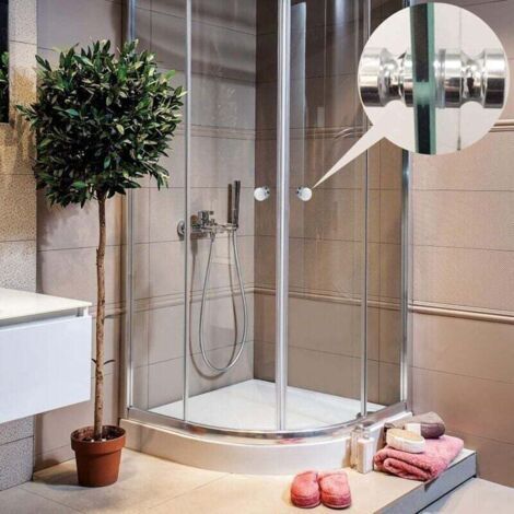 QORVA-Bouton de Porte de Douche Poignée de Porte Rondes en Alliage D'aluminium pour Salle de Bain Porte en Verre Porte Coulissante (1/3)