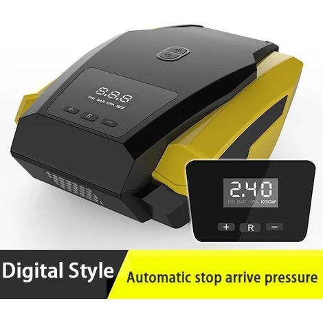 (Version numérique) Compresseur d'air pour voiture avec affichage LED numérique, pompe à air 12 V pour pneus de voiture (1/5)