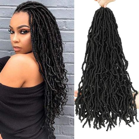 Perruque tressée, perruque à torsades, fibre synthétique résistante à la chaleur, perruque tressée effet têtard, femme 45 cm (21 tresses) (1/3)