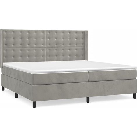 Maison Exclusive - Cama box spring con colchón terciopelo gris cl (1/5)