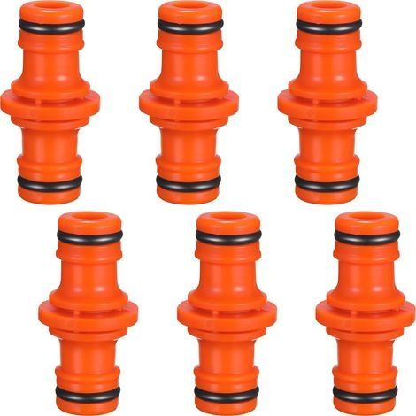 6 Pièces Double Connecteur de Tuyaux Mâles Raccords de Tuyaux pour Rejoignez le Tube de Tuyaux de Jardin (Orange)