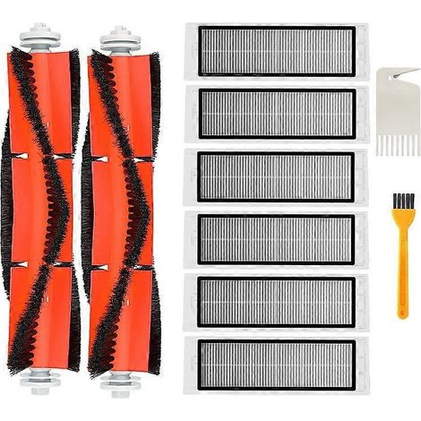Kits d'accessoires pour aspirateurs robots Roborock S50, S51, S5 et E20 : pièces détachées, filtre, brosses latérales et brosse rotative.