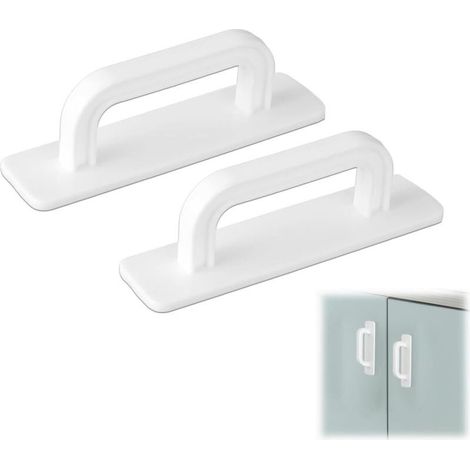 Lot De 2 Poignées Autocollantes,Poignee Baie Vitree Exterieure,Poignée Meuble,Pour Poignée De Porte De Balcon, Placard, Extérieur, 100 Mm, À Coller, Sans Perçage, Pour Armoires De Cuisine, Penderie (1/5)
