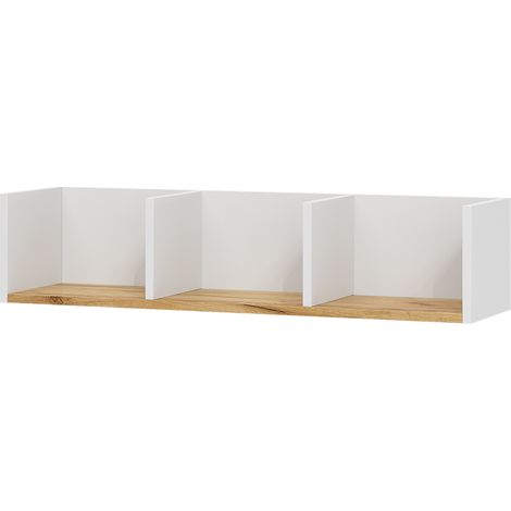 Libreria da parete Tomy, Rovere bianco/dorato, 90 x 20 cm, Vicco