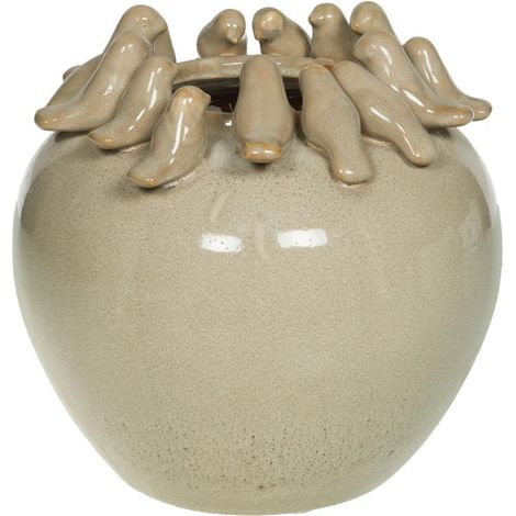 Amadeus - Vase rond nid d'oiseaux beige H24 cm (1/2)