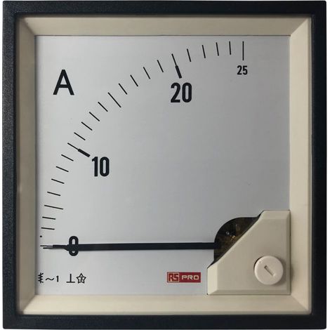 Ampèremètre analogique de panneau V c.a. RS PRO, Echelle 25 (Input)A, 96mm x 96mm ( Prix pour 1 ) (1/3)