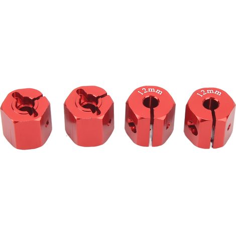 Adaptateur Hexagonal 12mm en Alliage d'Aluminium pour Véhicules RC 1/10 - SCX10, D90, Axial 90046 - 4 Pièces Rouge (1/5)