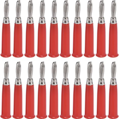 Lot de 20 fiches banane 4mm contact cuivre embout soudure M5 pour enceinte multimètre ABS rouge (1/5)