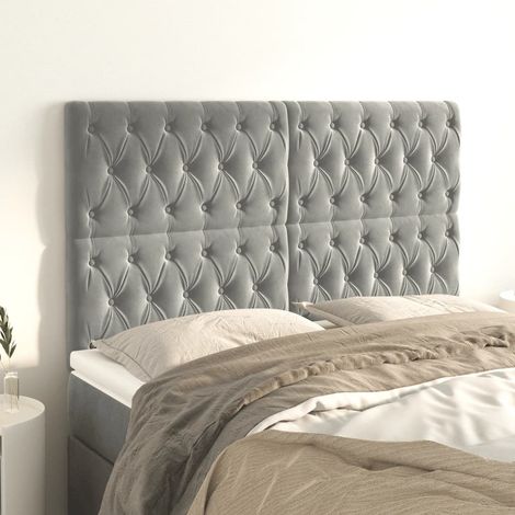 Tête de lit Gris clair 160x7x118/128 cm Velours (1/5)