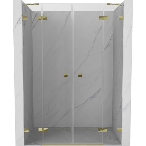 Mexen Lunar Duo-Duschtüren, schwenkbar, 160 cm, transparent, golden - 834D-160-000-50-00 (1/5)