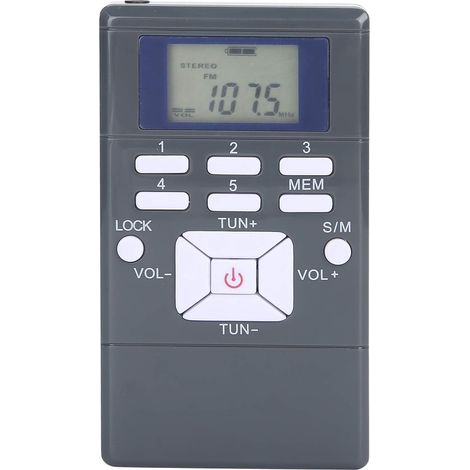 Radio Numérique, Mini Radio Portable Professionnelle Récepteur de Radio Stéréo FM Affichage LCD Mini Radio de Réglage avec écouteurs(Gris foncé) (1/5)