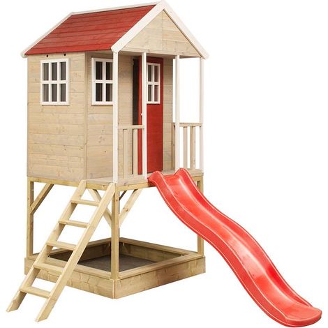 Wendi Toys Kinderspielhaus, Stelzenhaus "Frosch" mit Verande und Rutsche, holz (1/5)