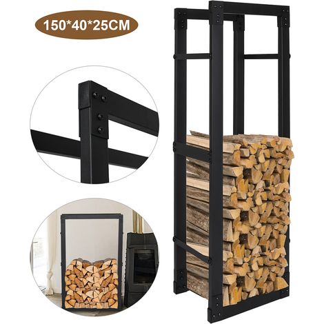Jiubiaz scaffale per legna da camino aiuto per impilare 150×40×25 cm in metallo resistente alle intemperie deposito per legna da ardere (1/5)