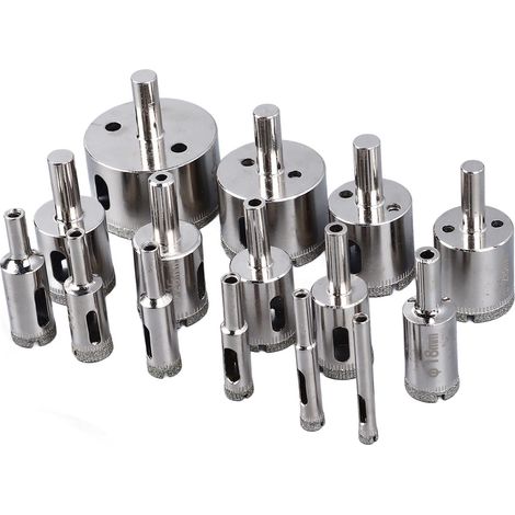Kit de 15 scies cloches à trépan diamanté pour carrelage verre, forets ouvre-trous à tige universelle, ensemble d'outils (1/5)