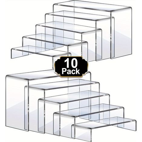 10 Présentoirs Acryliques, Présentoir Transparent Multifonctionnel, 5 Tailles Pour Cupcakes, Bijoux Et Parfums, Affichage De Poupées (1/5)