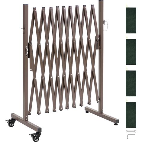 VEVOR Barricada Extensible de 3,07 m, Barrera de Seguridad Plegable, Valla Metálica Portátil con Rueda y Freno, Aleación de Aluminio, para Jardín Patio Construcción Control de Espacios, Color Marrón (1/5)