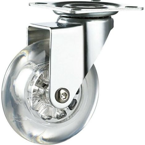 Conjunto de 4 ruedas transparentes 50 mm con freno, fáciles de mover, para todo tipo de superficies, revestimiento de goma transparente, carga total 160 kg. (1/3)