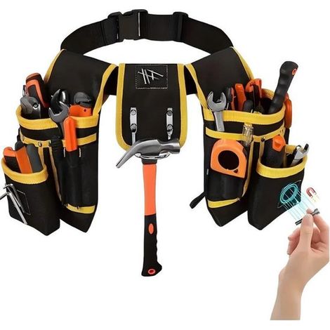 Gürteltasche mit Werkzeuggürtel – 24 x 6 x 15,5 cm – mit 2 Werkzeugfächern, 1 Hammerfach – leicht zugängliche Fächer (1/5)
