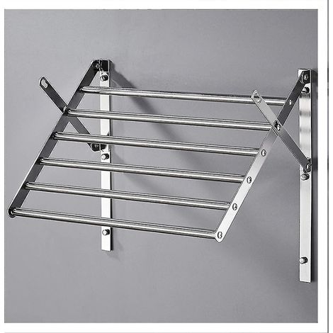 Étendoir à linge mural, séchoir à linge extensible, étendoir mural pliable en acier inoxydable peu encombrant, pouvant être placé dans le salon (1/5)