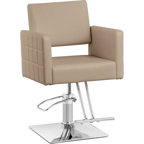 Poltrona professionale per parrucchiere con poggiapiedi altezza seduta 45-55 cm 150 kg acciaio schiuma beige 140008981