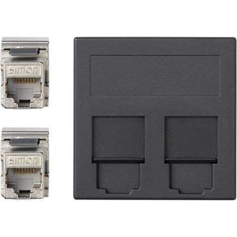 Placa voz y datos plana cg 2 cat6a ftp grafito SIMON 50001089-038
