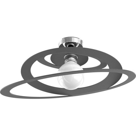 Plafonnier moderne en métal top light bungee 1197 pl50 e27 plafonnier led, finition métal gris-anthracite