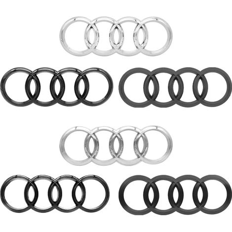 (Arrière 185 mm x 65 mm, argent Audi) - Capot ABS noir TT, calandre de capot avant, Audi A3 A4 A5 A6 A7 Q2 Q3 Q5 Q8, autocollant emblème de coffre arrière, 4-r (1/5)