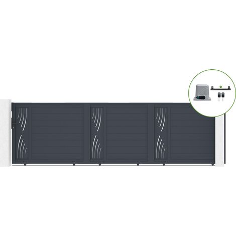 Portail coulissant 5m VELETA H.140cm alu + motorisation RANGER C300 (1/5)