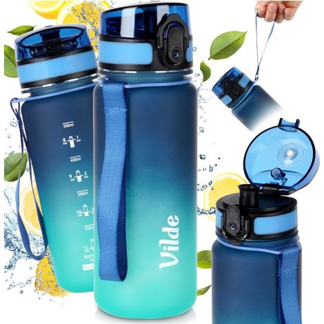 Auslaufsichere Trinkflasche mit Skala, 500 ml, ideal für Sport und Reisen (1/5)