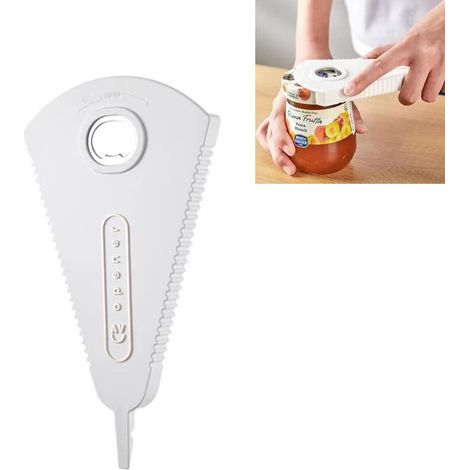 Abrelatas manual, abrelatas multifuncional 3 en 1, abrebotellas, utensilio de cocina, abrelatas manual, herramienta para abrir tapas de vidrio para personas mayores y personas con poca fuerza en las m (1/5)
