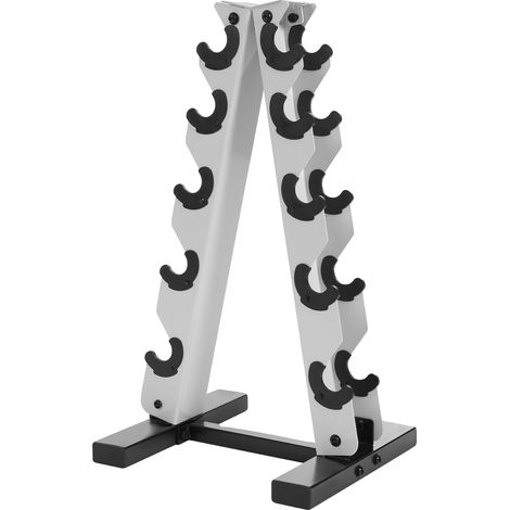 Support de haltères, rangement à 5 niveaux, construction en acier robuste, BLANC (1/2)