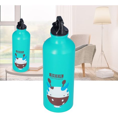 Isolierte Wasserflasche [Cartoon-Hirsch] 500 ml Aluminium-Wasserflasche – Auslaufsicher, tragbar, grüne Sportflasche für Kinder (1/5)