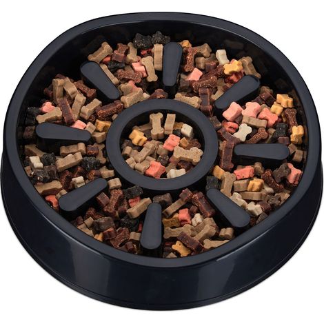 Relaxdays Foraging Feeding Bowl for Slow Eating, Cats & Dogs, Bloat Stop Dish, Dishwasher-Safe, Black