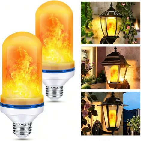 Lot de deux ampoules à flamme LED, ampoule scintillante en mode quadruple, ampoule à flamme de base pour la décoration extérieure (1/5)