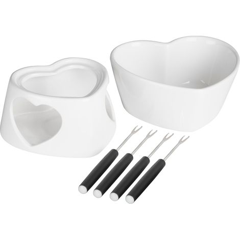Interiors By Premier Durable Fondue Set, Heart Shaped Design Cheese Fondue Set, Chic Design Best Fondue Set For Dining Table (1/2)