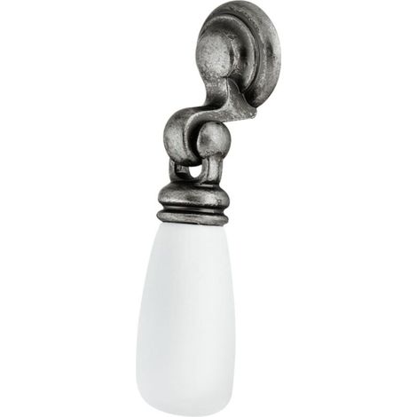 Tirette poignée de meuble porcelaine céramique finition nickel étamé avec vis Tiroir Armoire Vintage Style Maison (1/3)