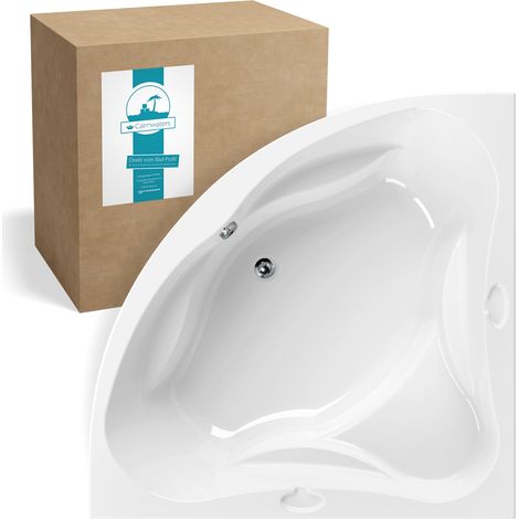 Calmwaters® Eckbadewanne 140x140 cm mit Sitz, Acrylwanne Original, Duo-Badewanne für zwei Personen, Sitzbadewanne, Maße 140 x 140 cm, Eck-Badewanne in Weiß, 02SL3013 (1/5)