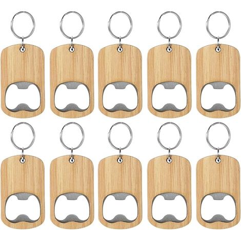 Lot de 10 ouvre-bouteilles porte-clés en bois, légers et compacts, parfaits pour les bars, le camping et les fêtes. Ouvre-bouteilles multifonctionnels pour la maison et les activités de plein air.
